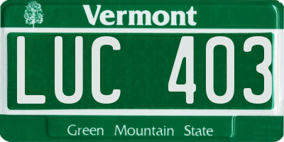VT license plate LUC403