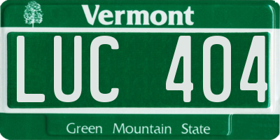 VT license plate LUC404