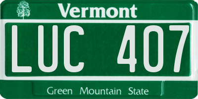 VT license plate LUC407