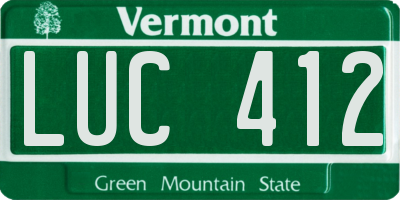 VT license plate LUC412