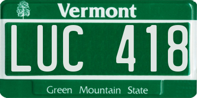 VT license plate LUC418