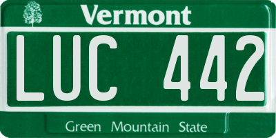 VT license plate LUC442