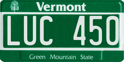 VT license plate LUC450