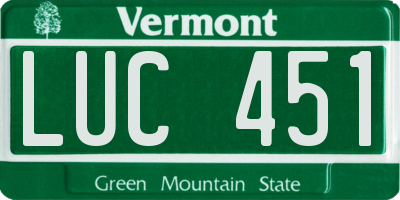 VT license plate LUC451