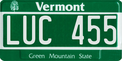 VT license plate LUC455