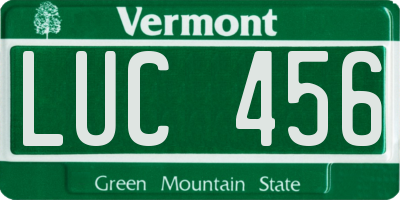 VT license plate LUC456