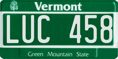 VT license plate LUC458