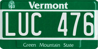 VT license plate LUC476