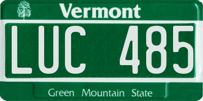 VT license plate LUC485