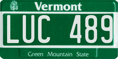 VT license plate LUC489