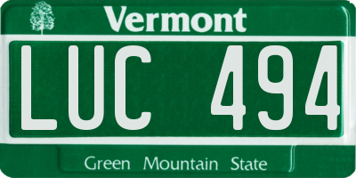 VT license plate LUC494