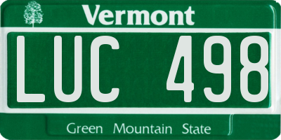 VT license plate LUC498
