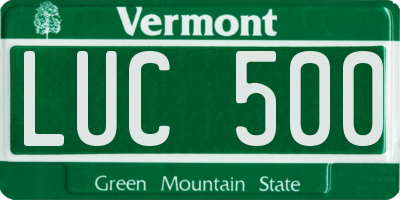 VT license plate LUC500