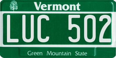 VT license plate LUC502