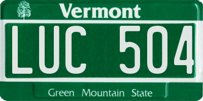 VT license plate LUC504