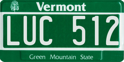 VT license plate LUC512