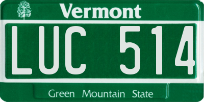 VT license plate LUC514