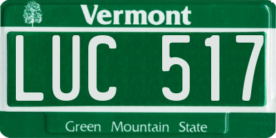 VT license plate LUC517