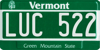 VT license plate LUC522