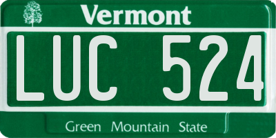 VT license plate LUC524