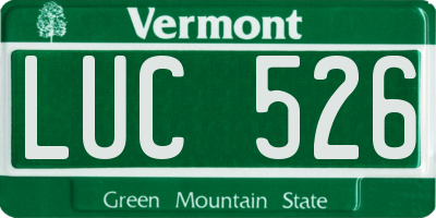 VT license plate LUC526