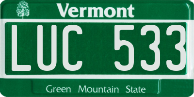 VT license plate LUC533