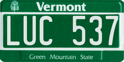 VT license plate LUC537