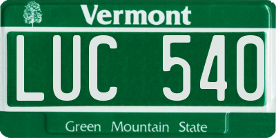 VT license plate LUC540