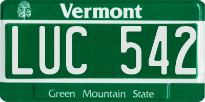 VT license plate LUC542