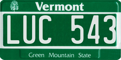 VT license plate LUC543