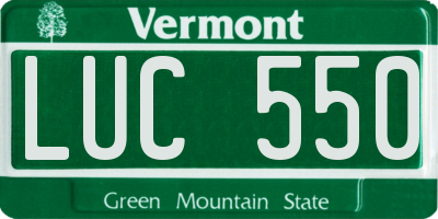 VT license plate LUC550