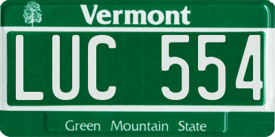 VT license plate LUC554