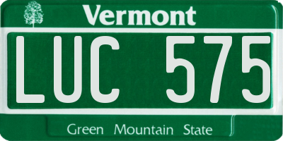 VT license plate LUC575