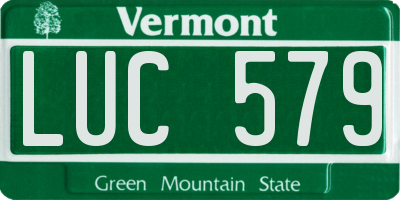 VT license plate LUC579