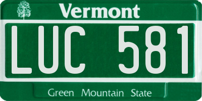 VT license plate LUC581
