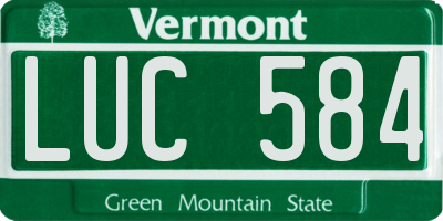 VT license plate LUC584