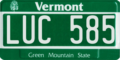VT license plate LUC585