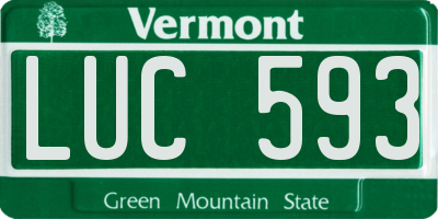 VT license plate LUC593