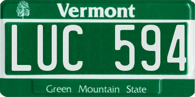 VT license plate LUC594