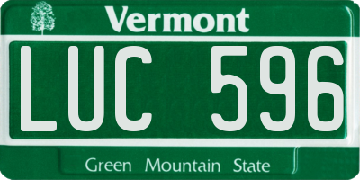 VT license plate LUC596