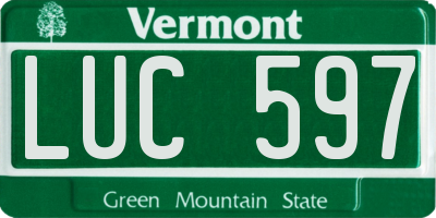 VT license plate LUC597
