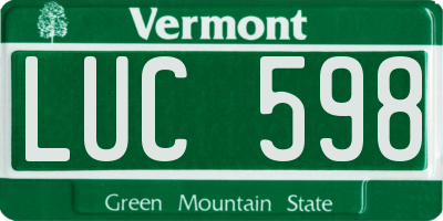 VT license plate LUC598