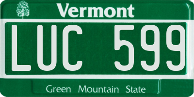 VT license plate LUC599