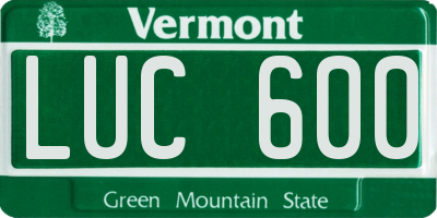 VT license plate LUC600