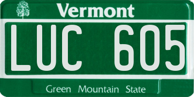 VT license plate LUC605