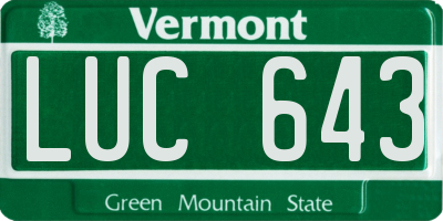 VT license plate LUC643