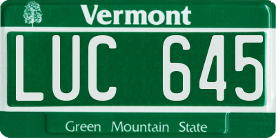 VT license plate LUC645