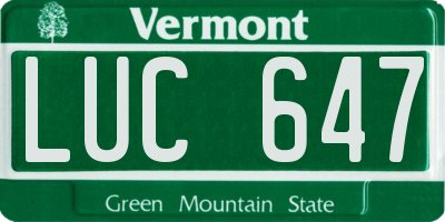 VT license plate LUC647