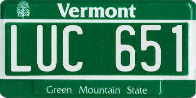 VT license plate LUC651