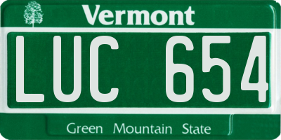 VT license plate LUC654